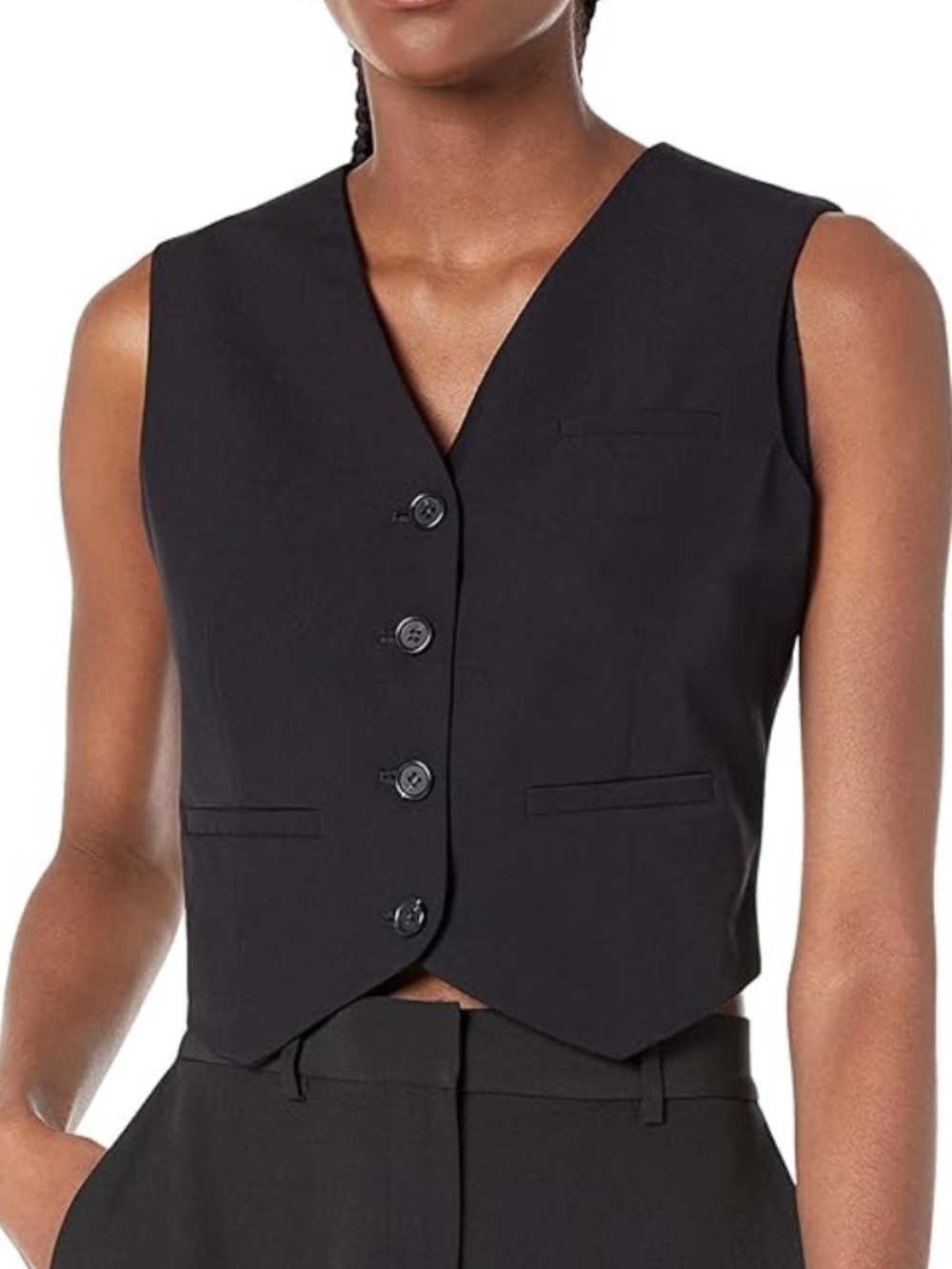 The Drop Women's Sadie Cropped Slim Vest, Black, XS